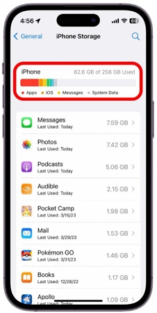iPhone storage checking | iMovie Not Enough Disk Space