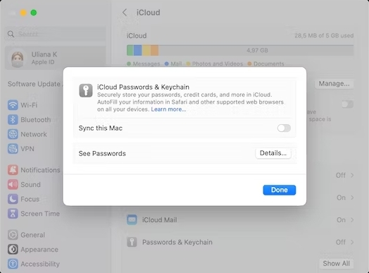 através do chaveiro iCloud | excluir chaveiro mac