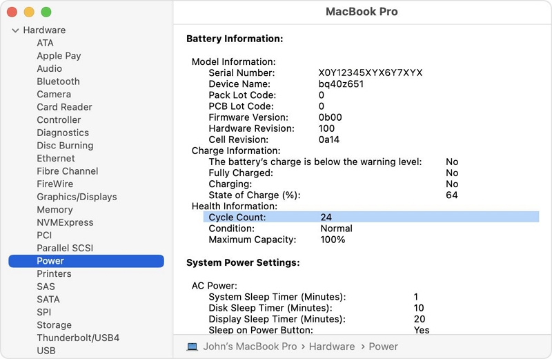 Überprüfen Sie den Zustand Ihrer Batterie | Der Mac startet immer wieder neu