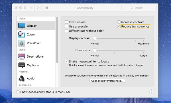 Уменьшите прозрачность на Mac | исправить Mac, работающий медленно
