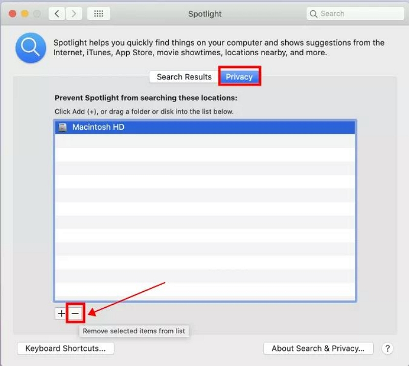remova o disco Mac | O índice Spotlight não funciona