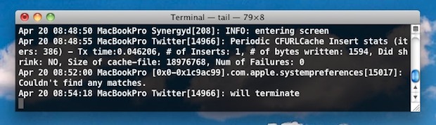 Utilisation des commandes du terminal étape 2 | journal système Mac