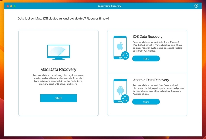 Klicken Sie im Abschnitt „Mac-Datenwiederherstellung“ auf „Start“. Fügen Sie Macintosh HD vom Mac-Desktop hinzu