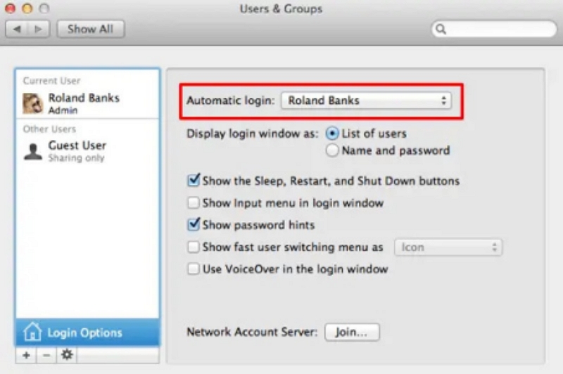 Automatic login | Speed Up Mac Startup