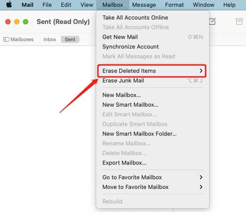Mailbox Erase Deleted Items | Delete Mail on Mac