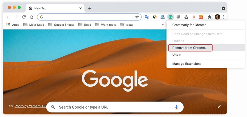 supprimer l'extension Grammarly de Google Chrome | désinstaller Grammarly Mac