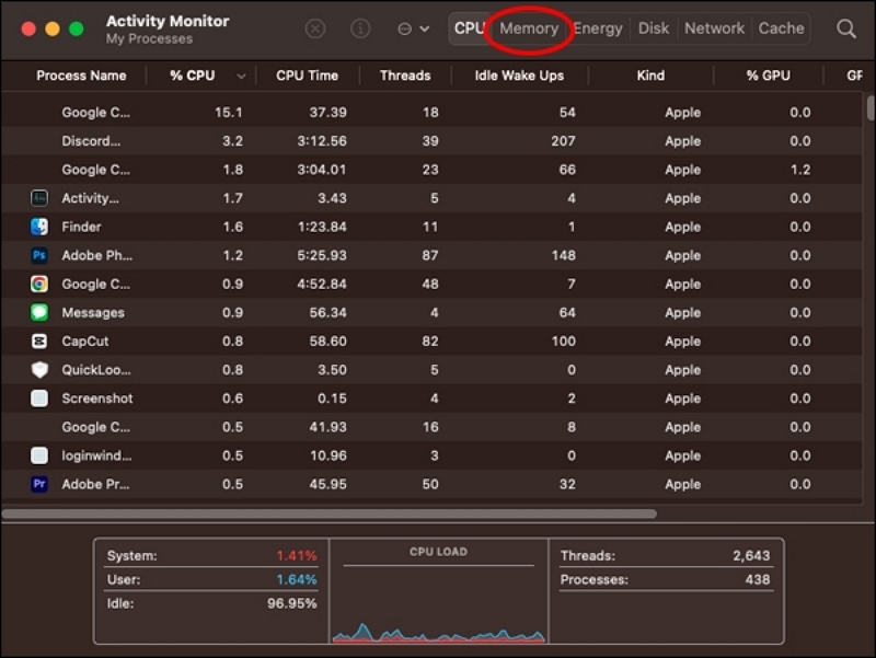 monitorear el uso de RAM | Borrar caché de RAM en Mac