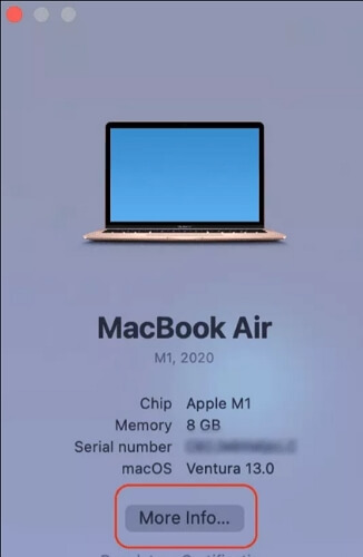click More Info | Remove Purgeable Space Mac