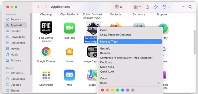 move Fortnite to Trash | Uninstall Fortnite with or without Epic Games Launcher PC Mac