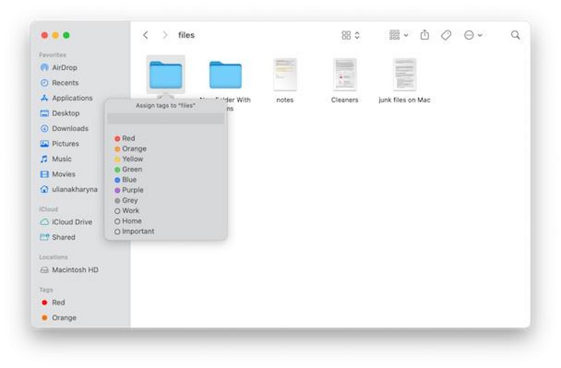 tag folders using Finder | arrange files on Mac