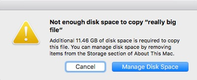 Not Enough Disk Space Mac | delete purgeable space on Mac