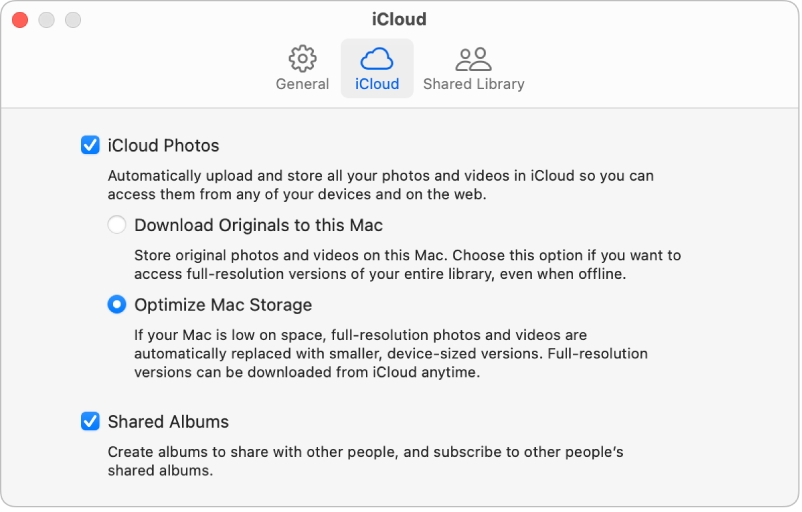 Optimizing iCloud Photo Library| manage icloud storage on mac