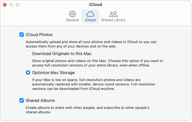 Optimización de la biblioteca de fotos de iCloud| administrar el almacenamiento de iCloud en Mac