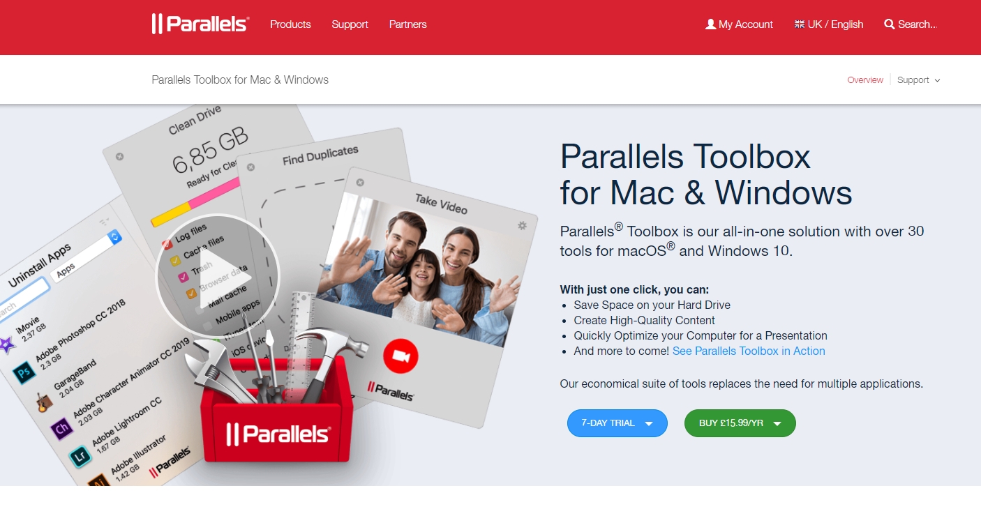 Boîte à outils Parallels | Meilleur logiciel pour accélérer Mac