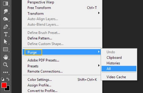 Purge Cache on Photoshop | fix Photoshop scratch disk full on Windows and Mac