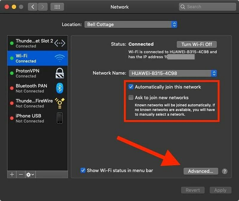 select Wi-Fi | Forget A Network on Mac