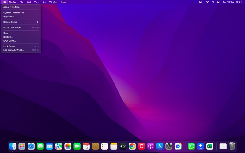 Apple menu | Reboot Macbook Pro