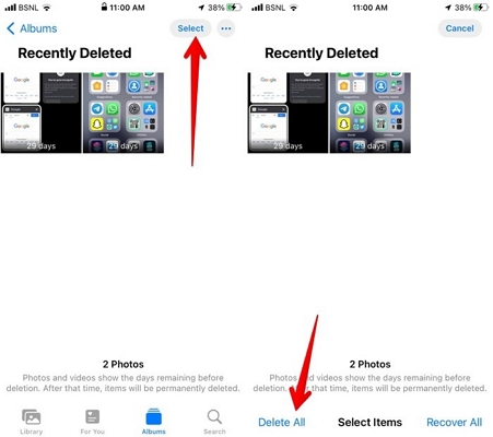 eliminado recientemente eliminar | limpiar archivos basura iphone