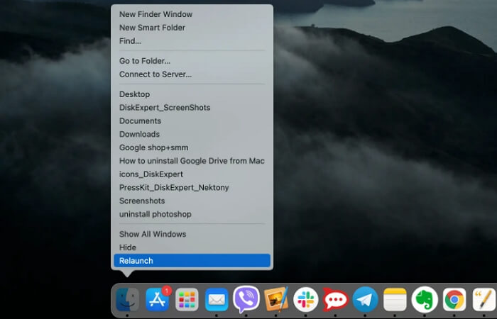 перезапустить Finder | В вашей системе закончилась память приложения