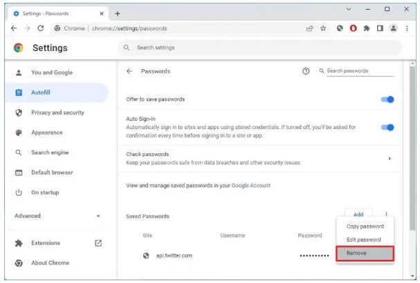 remove specific autofill password chrome step 2 | Delete Autofill in Chrome on Mac