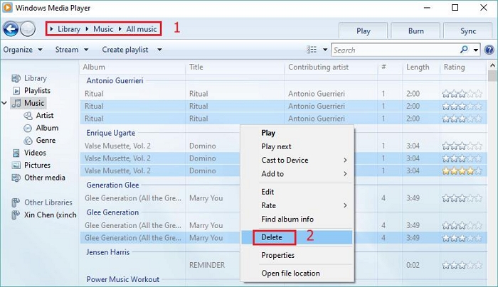 eliminar reproductor multimedia de música duplicado paso 4 |  buscar/eliminar archivos de música duplicados mac/windows