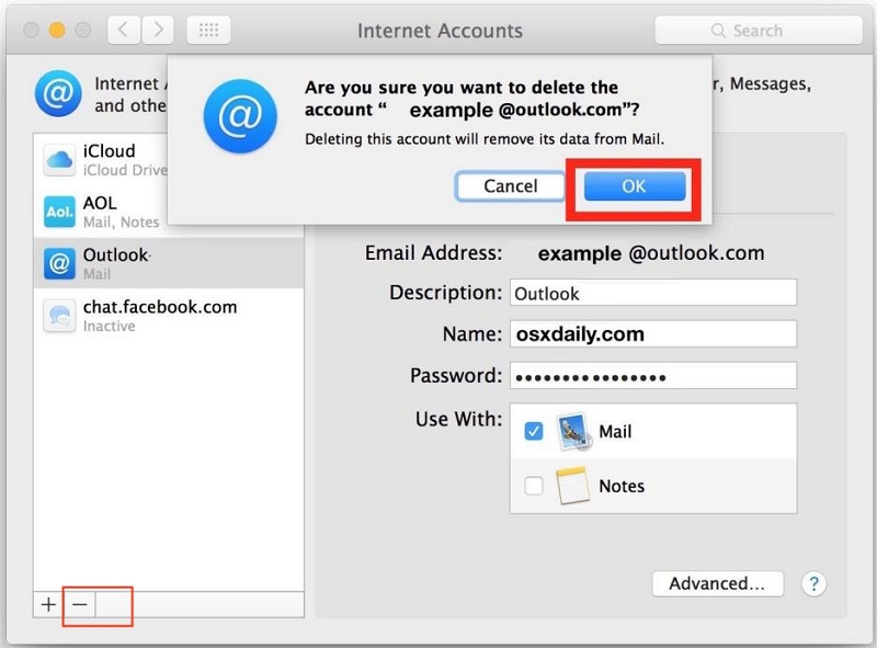 remove mail accounts | delete mail on mac