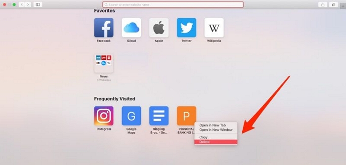 supprimer l'icône du site mac | supprimer les sites Safari fréquemment visités sur Mac/iPhone/iPad