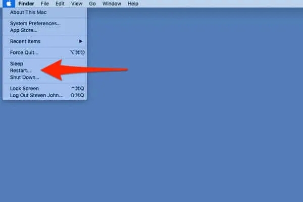 Click on the Apple logo | Reset RAM on Mac