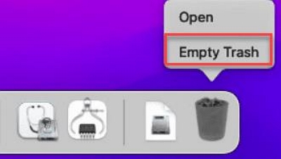 Удалите файлы из корзины, нажав «Очистить корзину» | полный мусор на Mac
