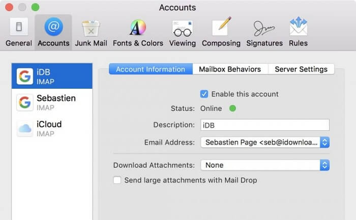 set download attachments as none | remove mail attachments on Mac