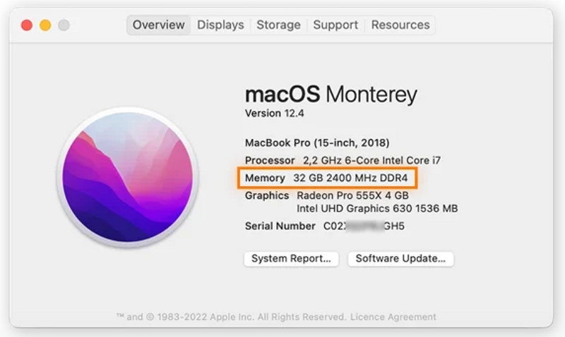 「概要」タブ | Mac の RAM 使用量を確認する