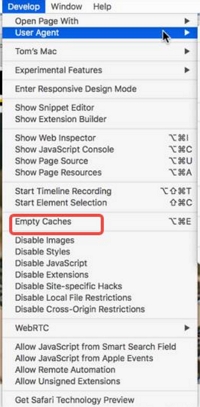 select Empty Caches | fix safari crashing on mac