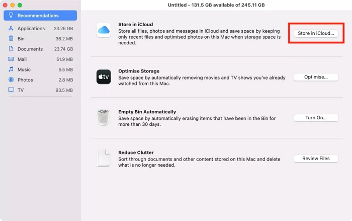 Dateien in iCloud speichern Schritt 1 | Optimieren Sie den Mac-Speicher