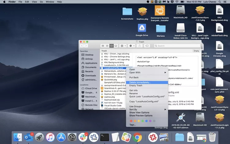 with Right-Click Menu step 3 | delete documents on mac