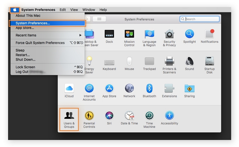 Clicking the Apple menu | Remove Apps from Startup on Mac