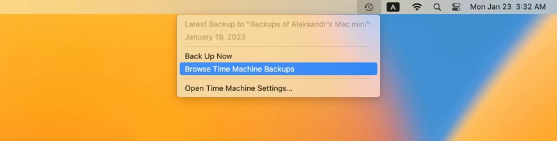 Recover Deleted Files from Time Machine Backup step 1 | undo empty trash mac