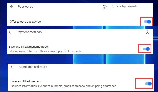 payment methods | remove autofill on mac