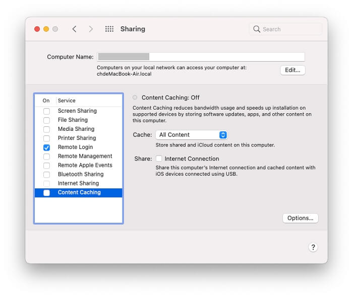 Untick Content Caching | how to check stoage on mac