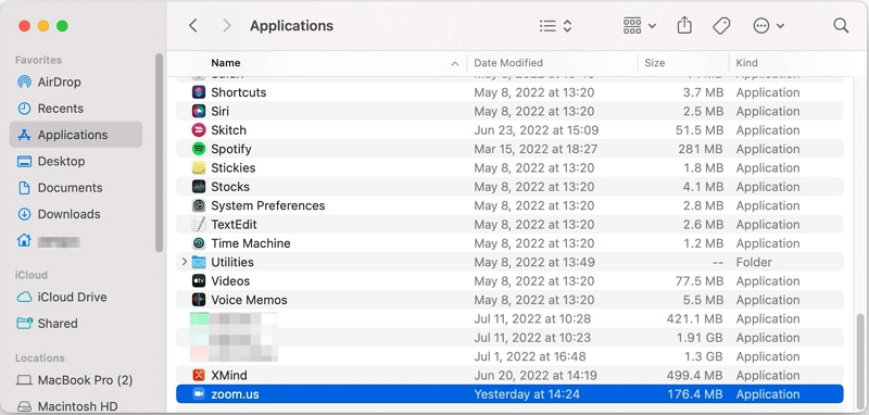 Avec l'application Finder | désinstaller Zoom de Macbook