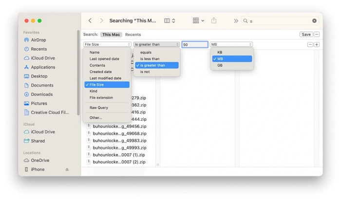 définir la taille du fichier | mac trouver des fichiers volumineux