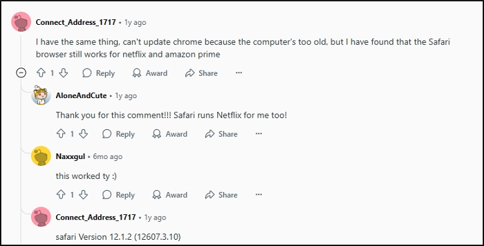 change to Safari | Can't Watch Netflix Mac