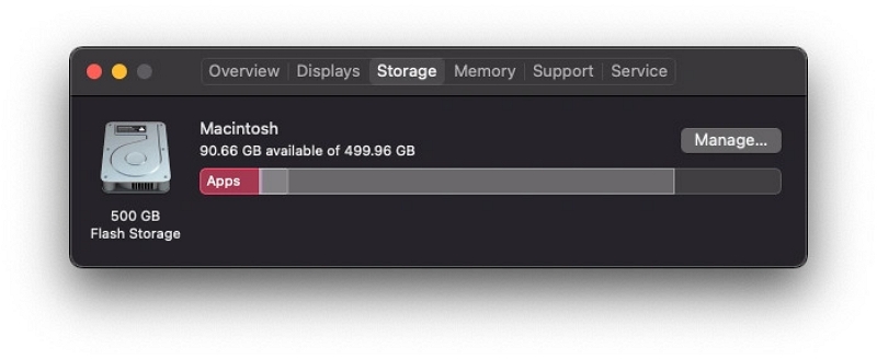 Storage Management Window | Mac Startup Disk Full Error